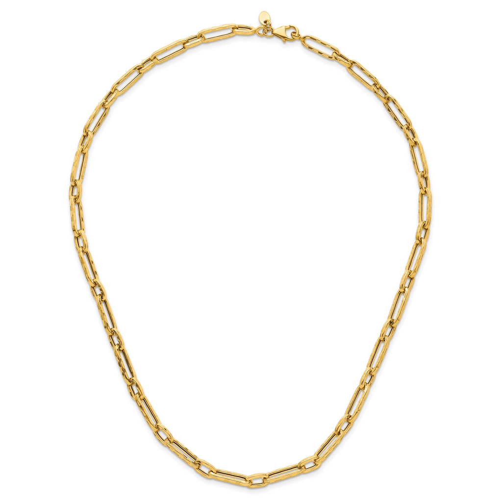 14K Polished and Textured Fancy Link Necklace