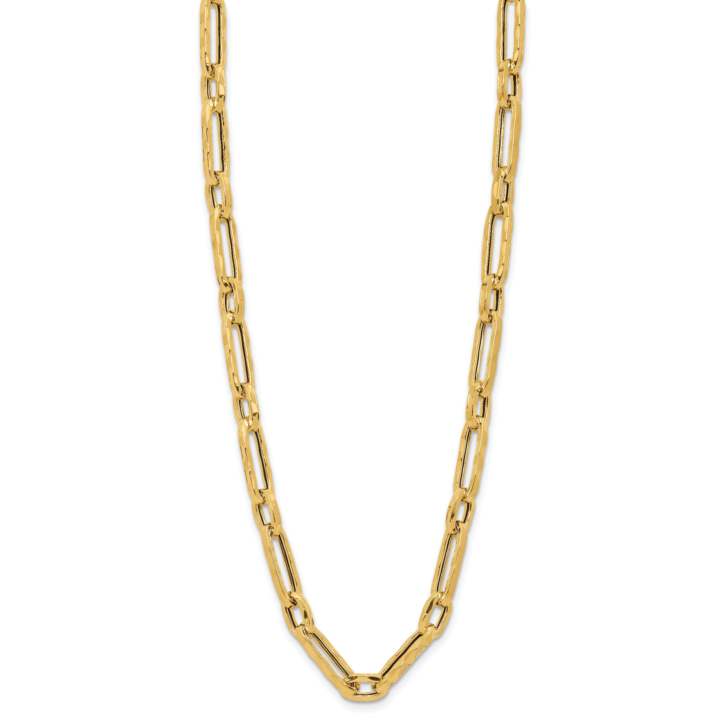 14K Polished and Textured Fancy Link Necklace