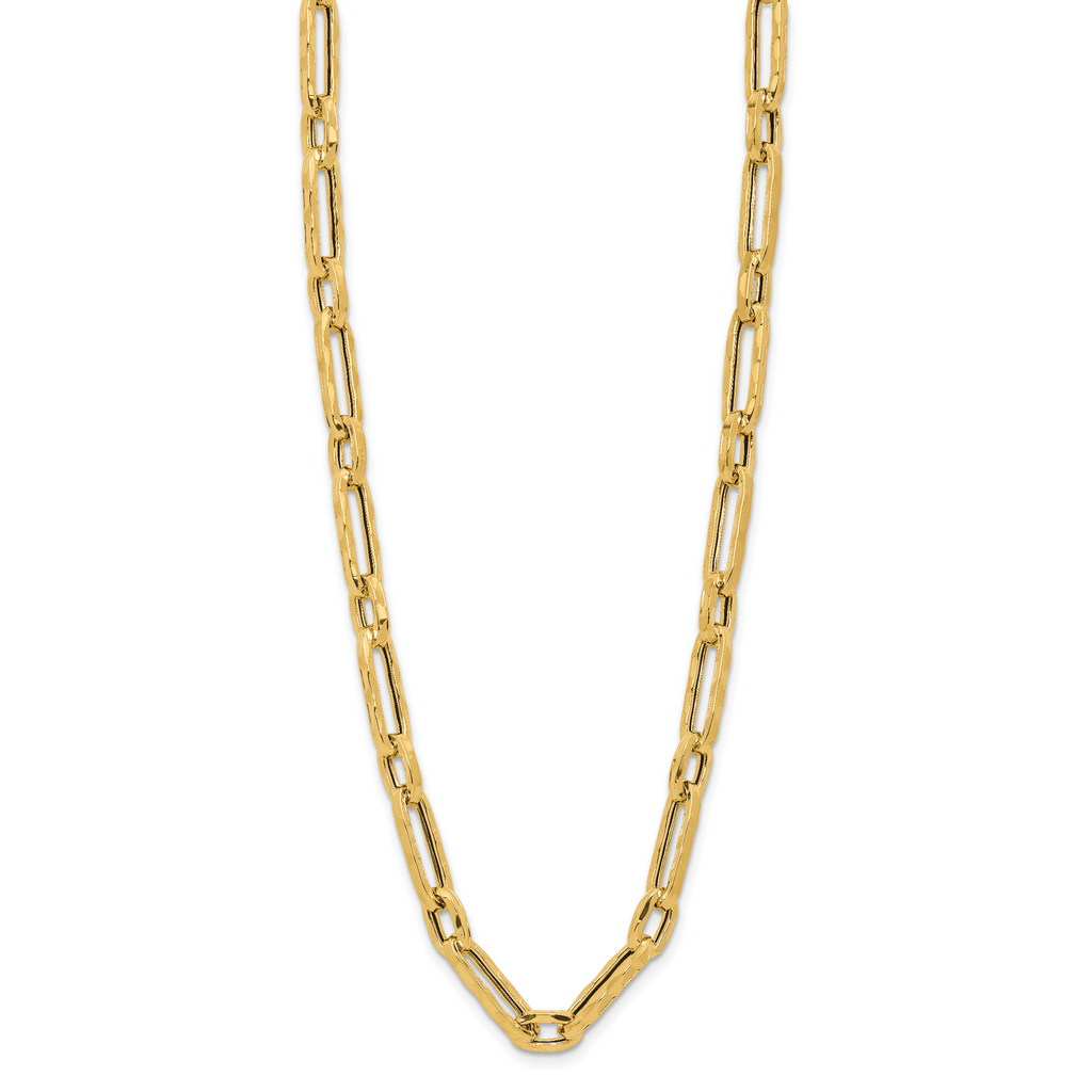 14K Polished and Textured Fancy Link Necklace