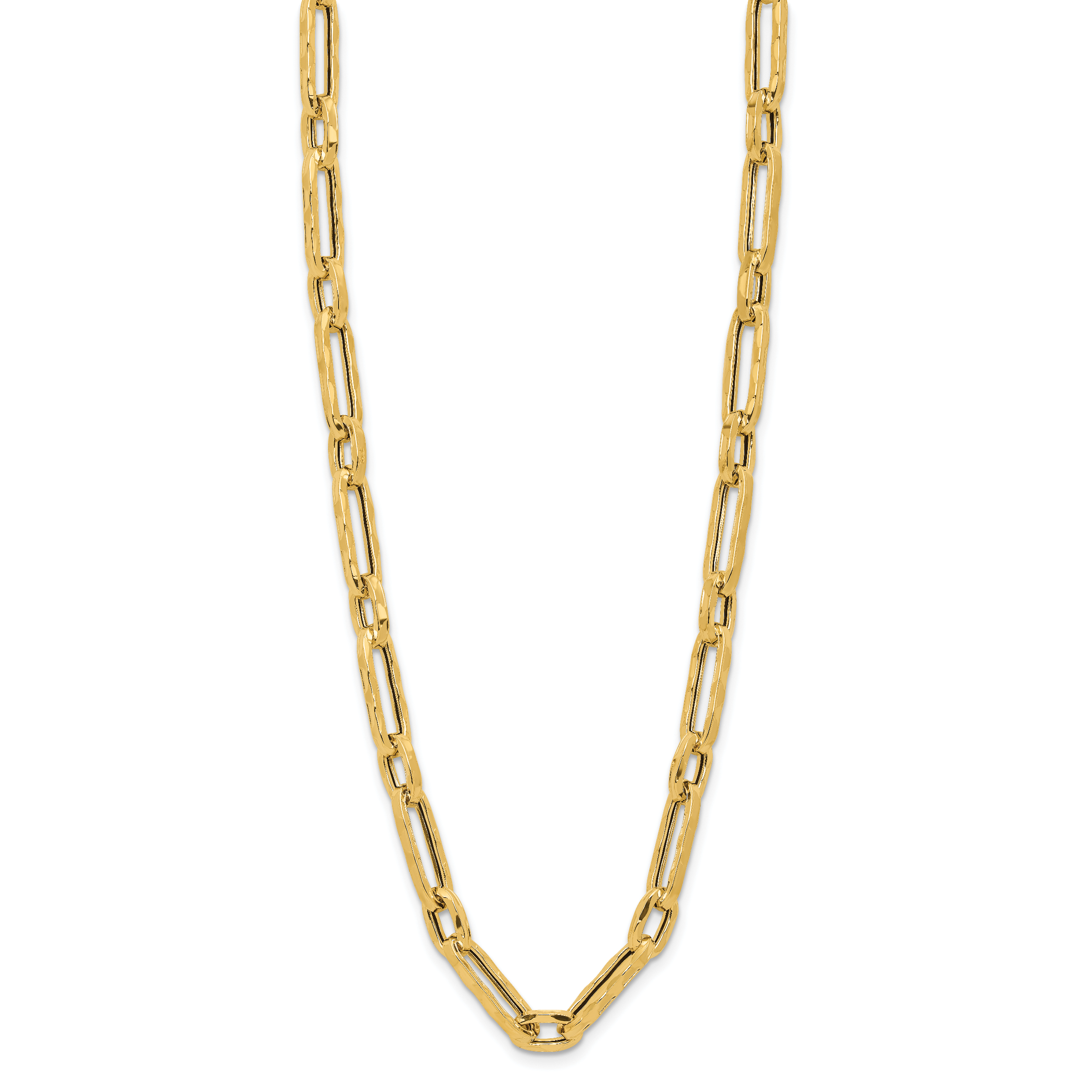 14K Polished and Textured Fancy Link Necklace
