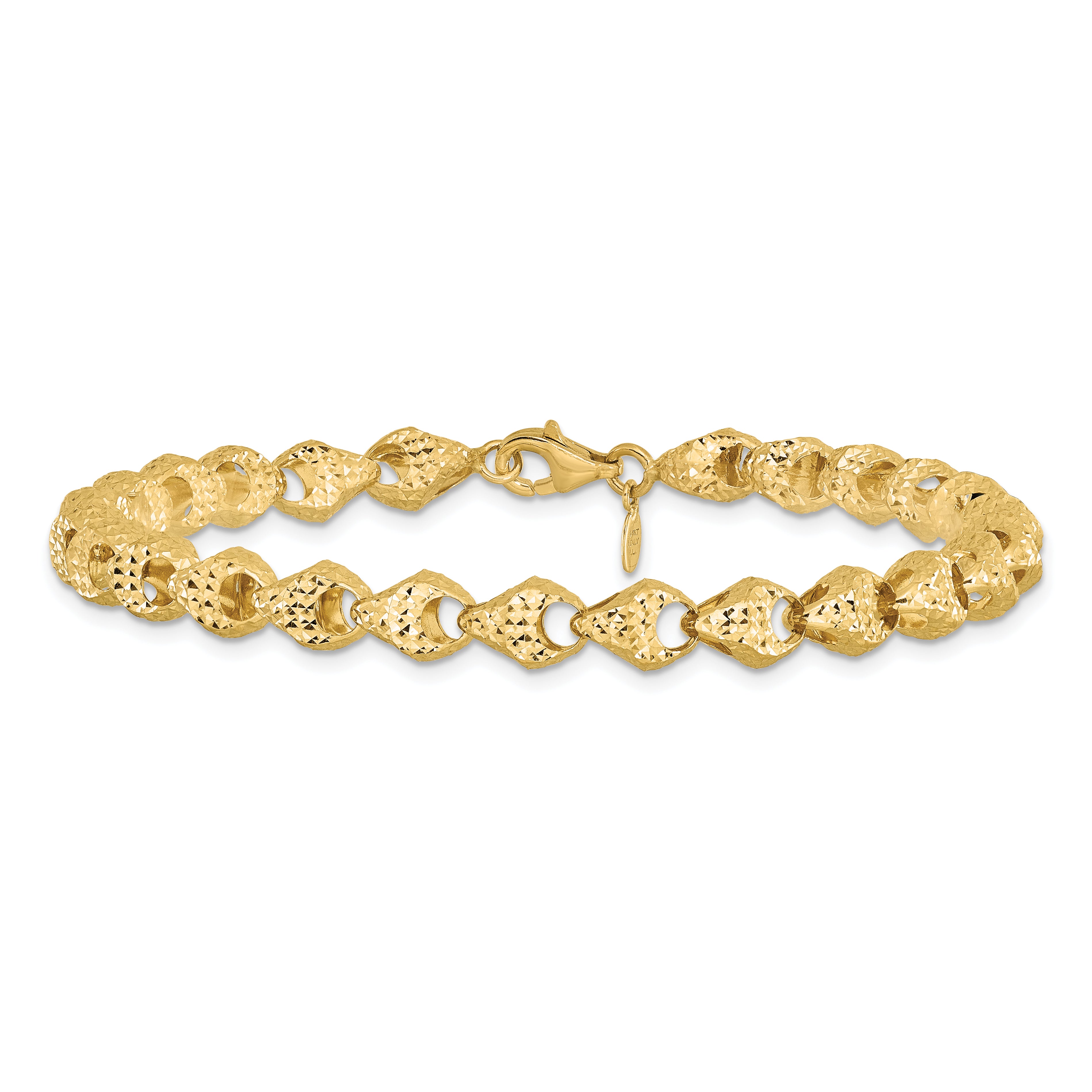 14K Diamond-cut Fancy Link Bracelet