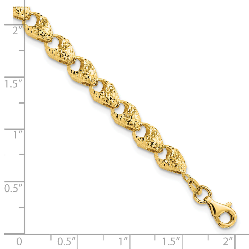 14K Diamond-cut Fancy Link Bracelet