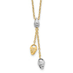 14K Two-tone Diamond-cut Beads Drop Necklace