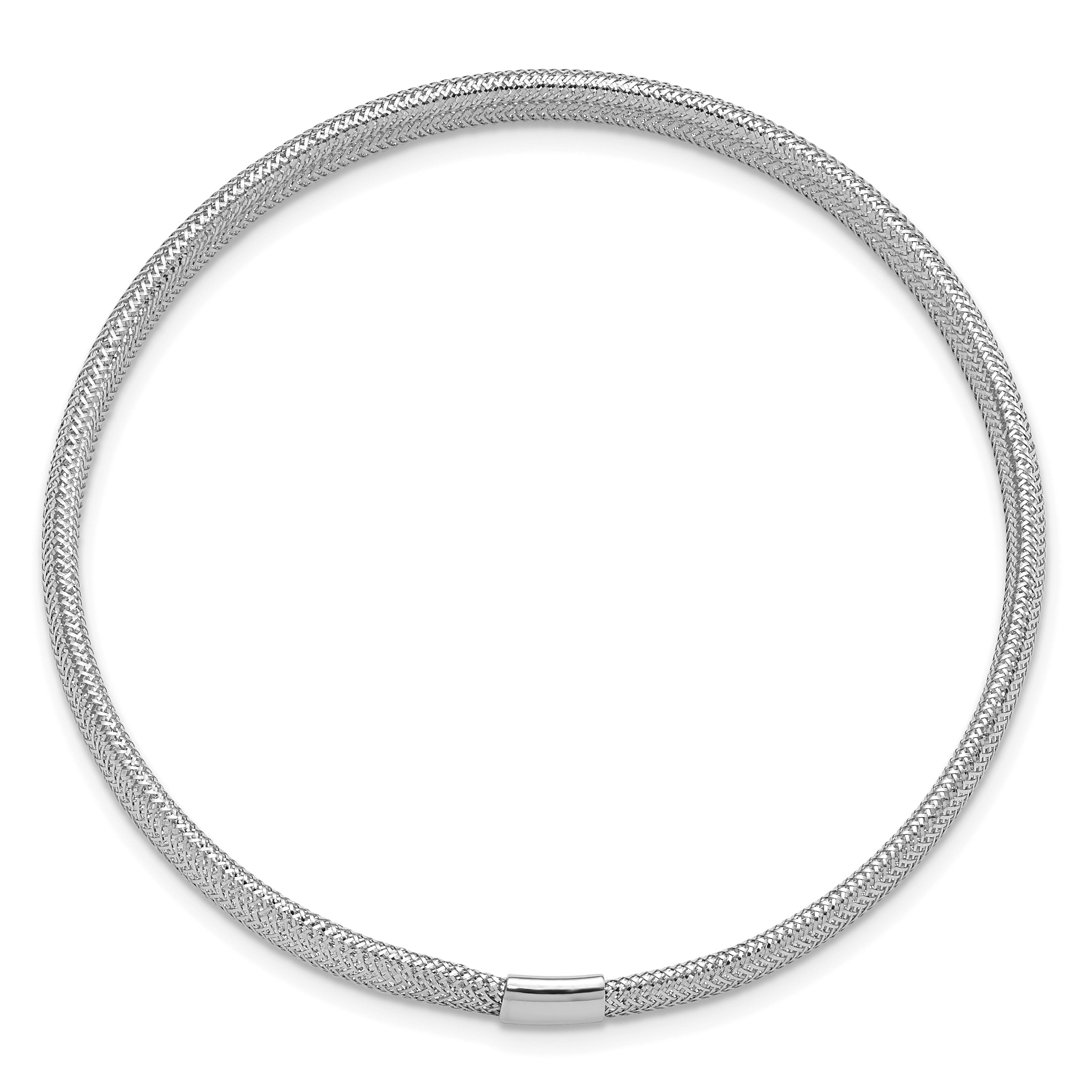 14K with White Rhodium Plating Polished Stretch Bracelet