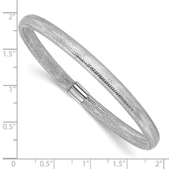 14K with White Rhodium Plating Polished Stretch Bracelet