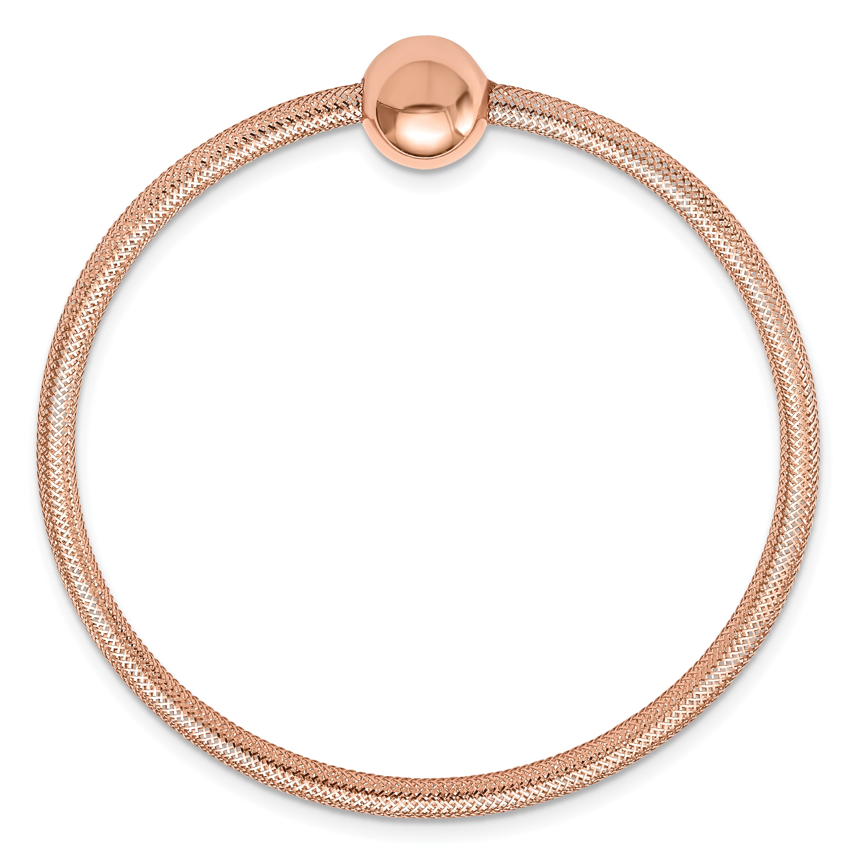 14K w/Rose Gold-plating Polished with Bead Stretch Bracelet
