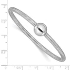 14K w/White RH-plating Polished with Bead Stretch Bracelet