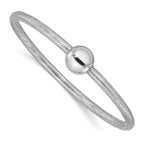 14K w/White RH-plating Polished with Bead Stretch Bracelet
