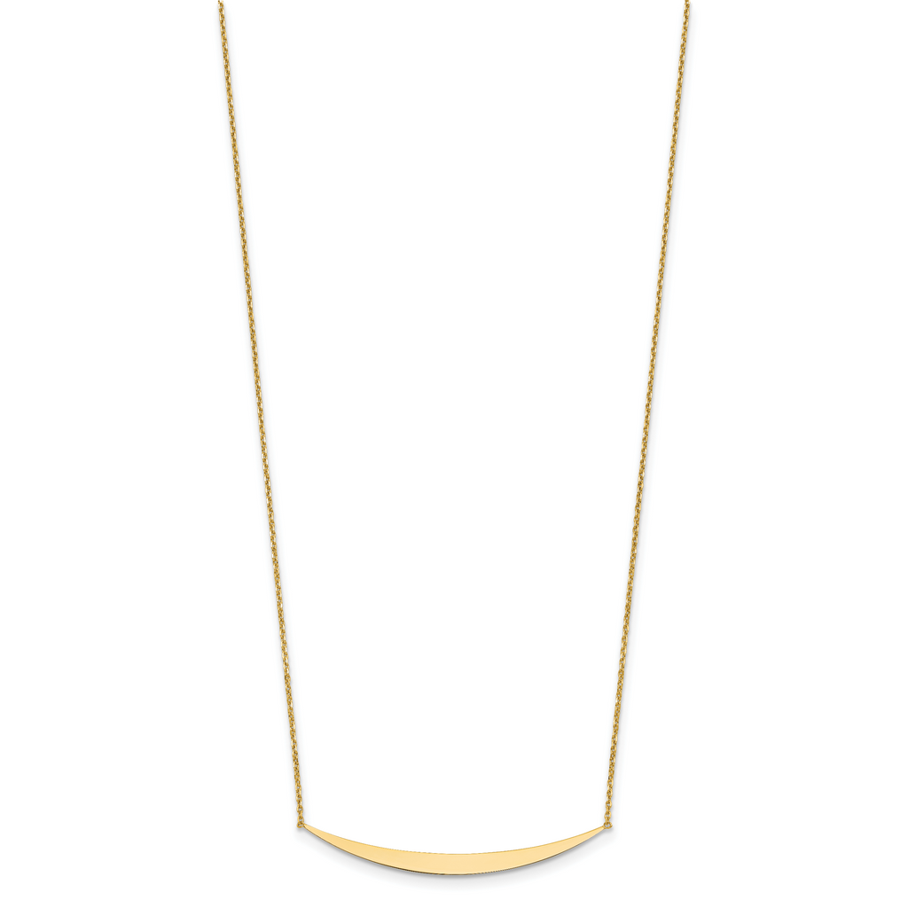 14K Polished Curved Bar with 2in. ext. Necklace