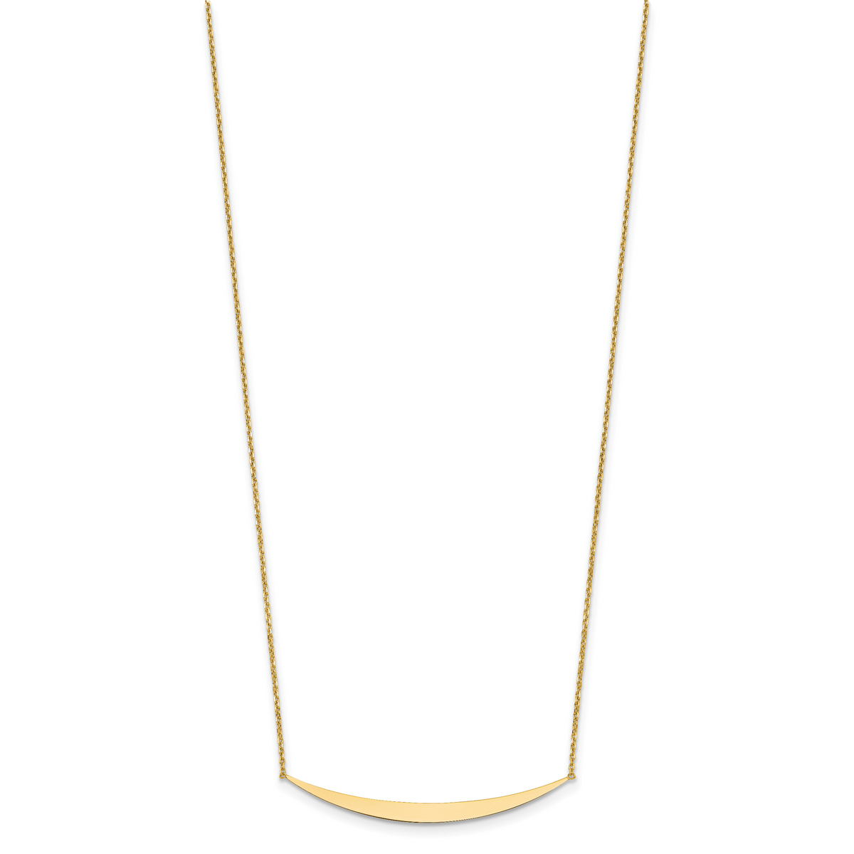 14K Polished Curved Bar with 2in. ext. Necklace