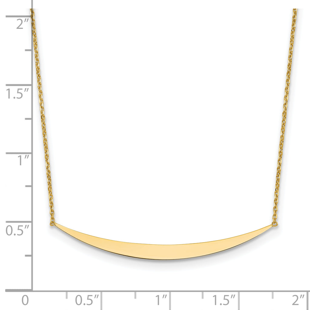 14K Polished Curved Bar with 2in. ext. Necklace