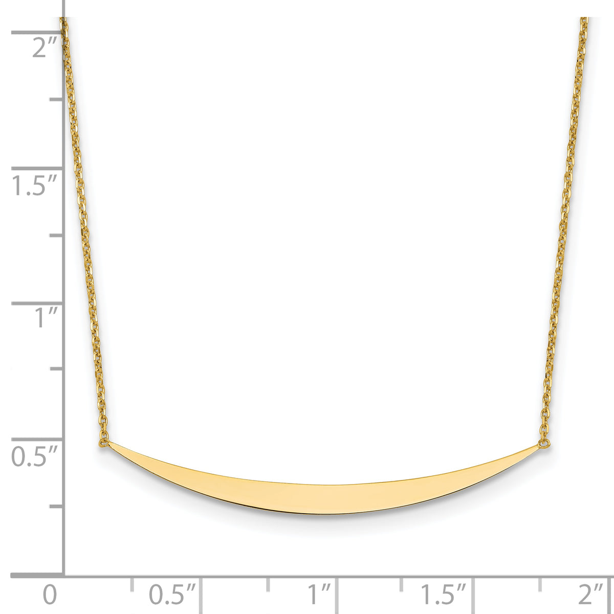 14K Polished Curved Bar with 2in. ext. Necklace