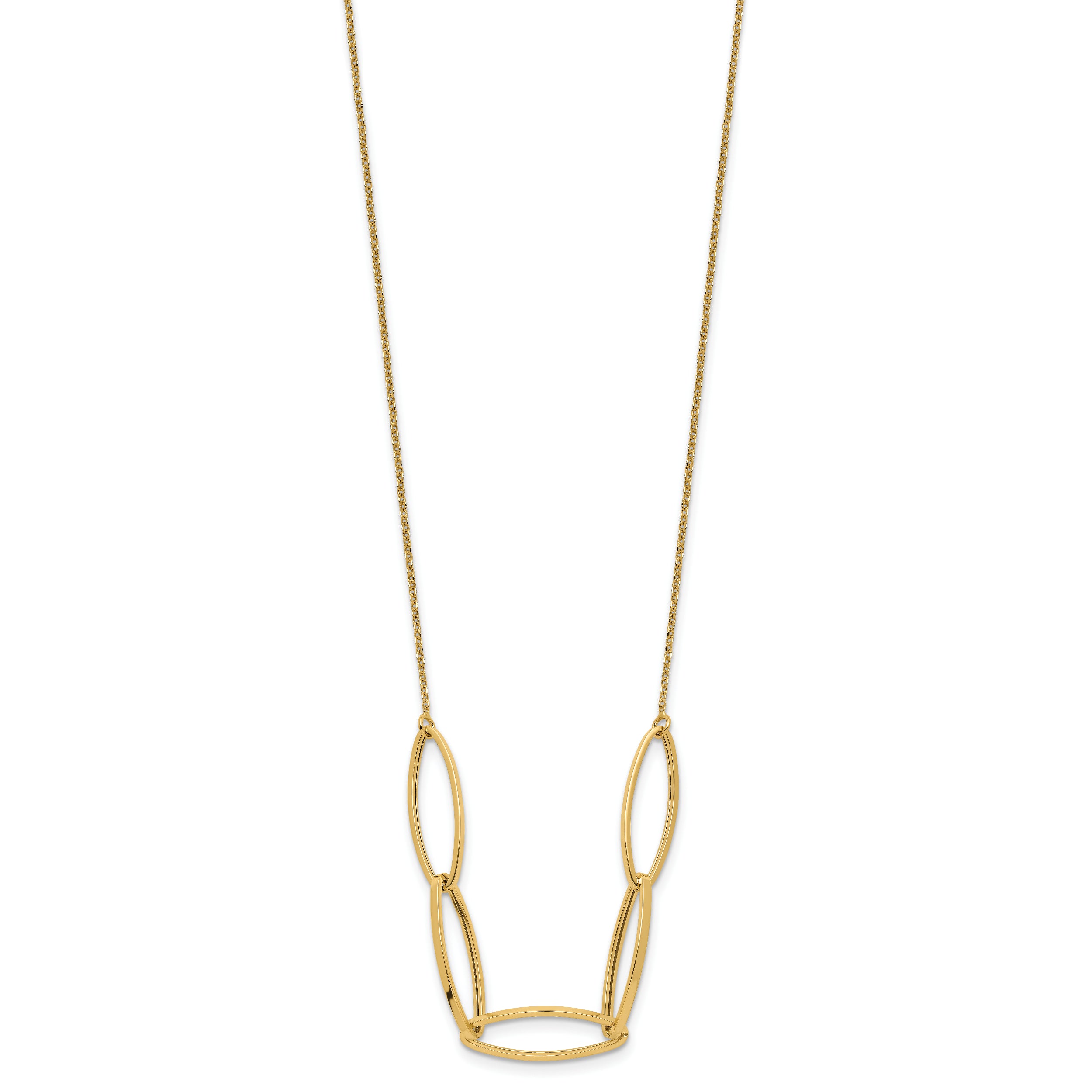 14K Polished Fancy Link 16.5in with 1in. Ext Necklace
