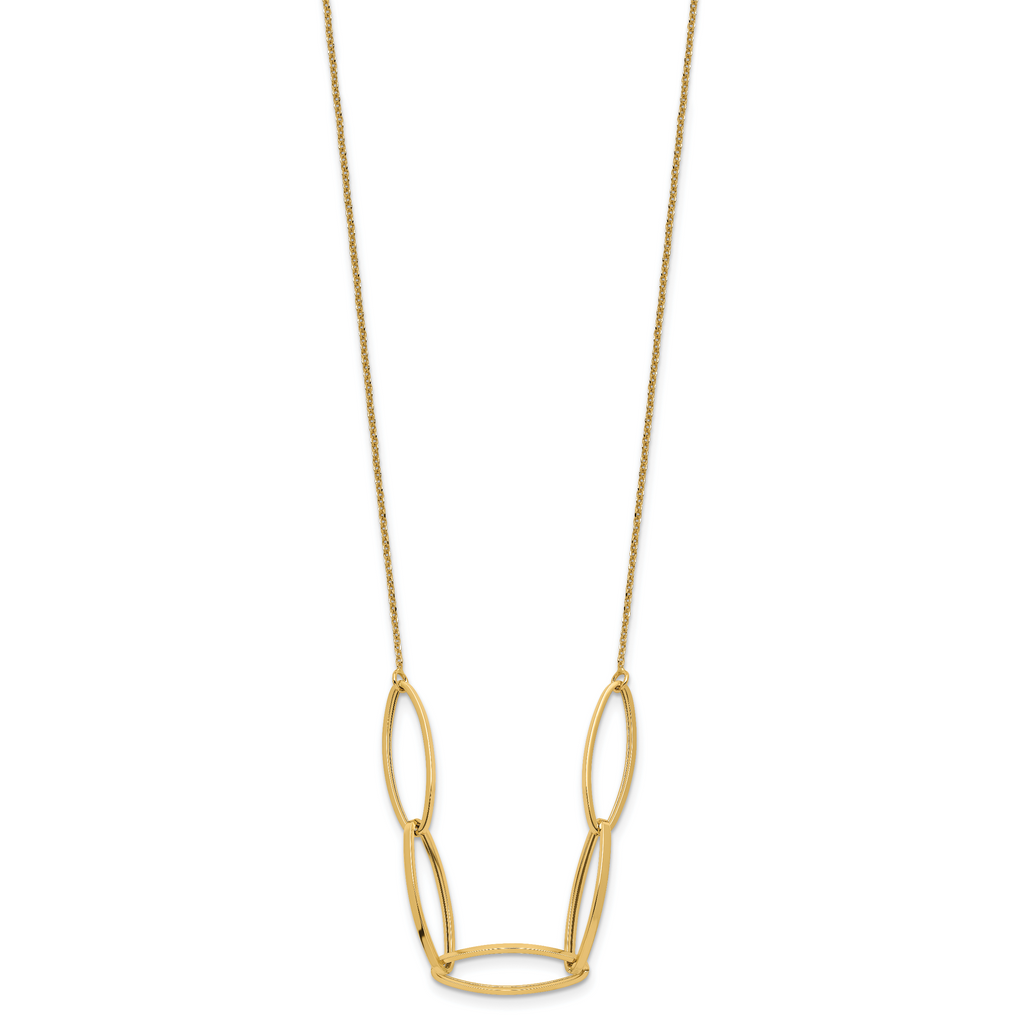 14K Polished Fancy Link 16.5in with 1in. Ext Necklace