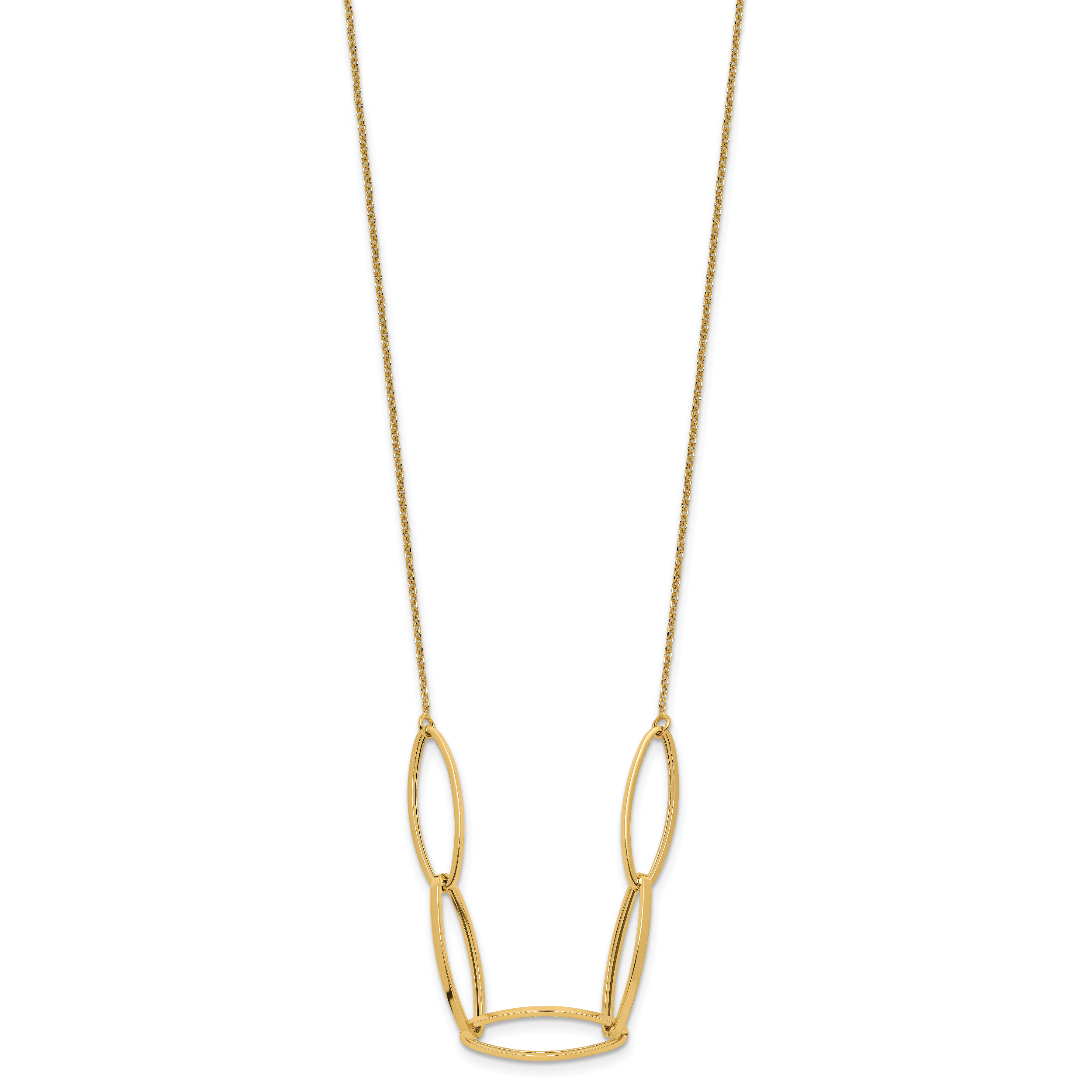 14K Polished Fancy Link 16.5in with 1in. Ext Necklace