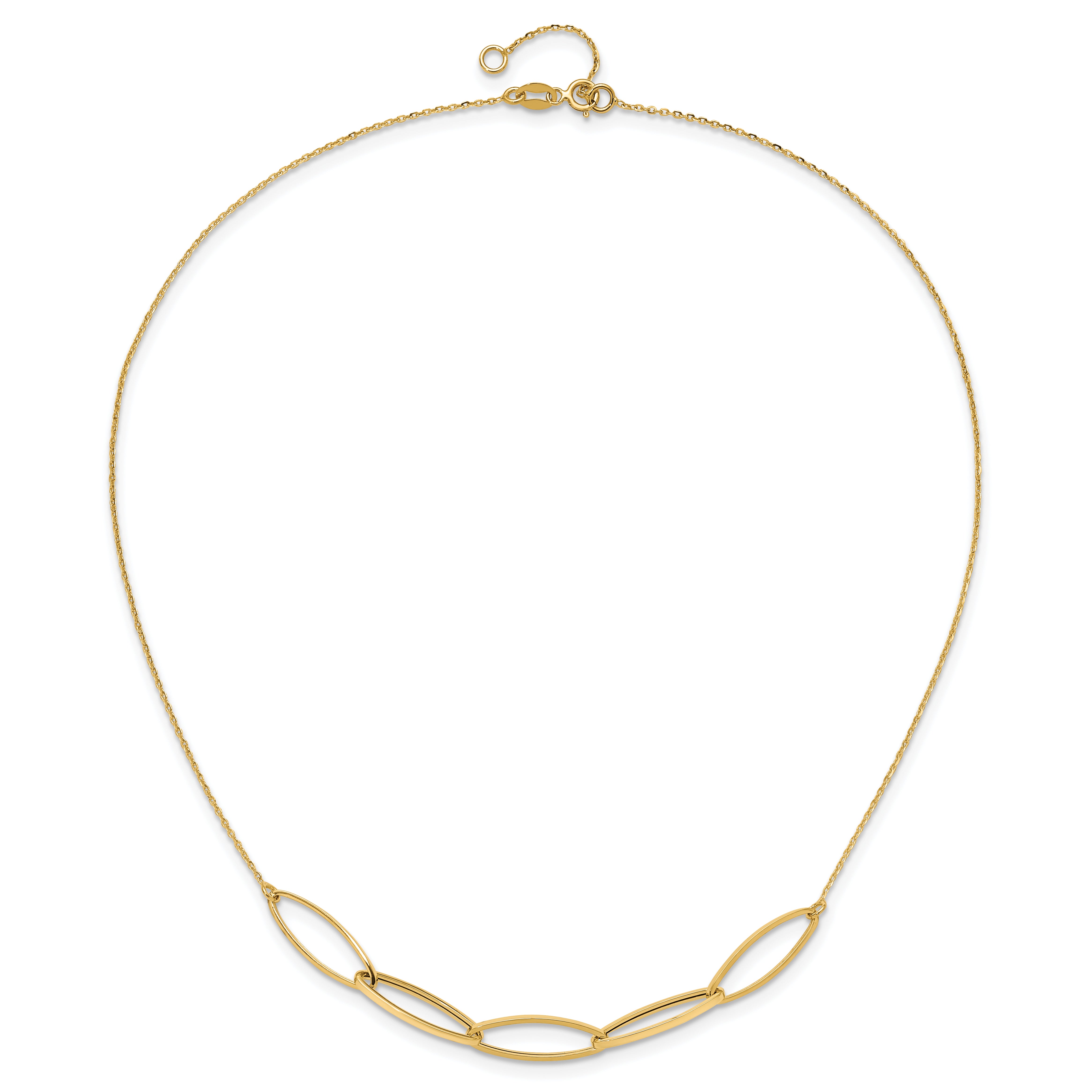 14K Polished Fancy Link 16.5in with 1in. Ext Necklace