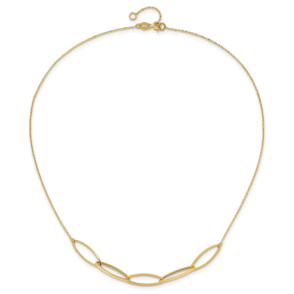 14K Polished Fancy Link 16.5in with 1in. Ext Necklace
