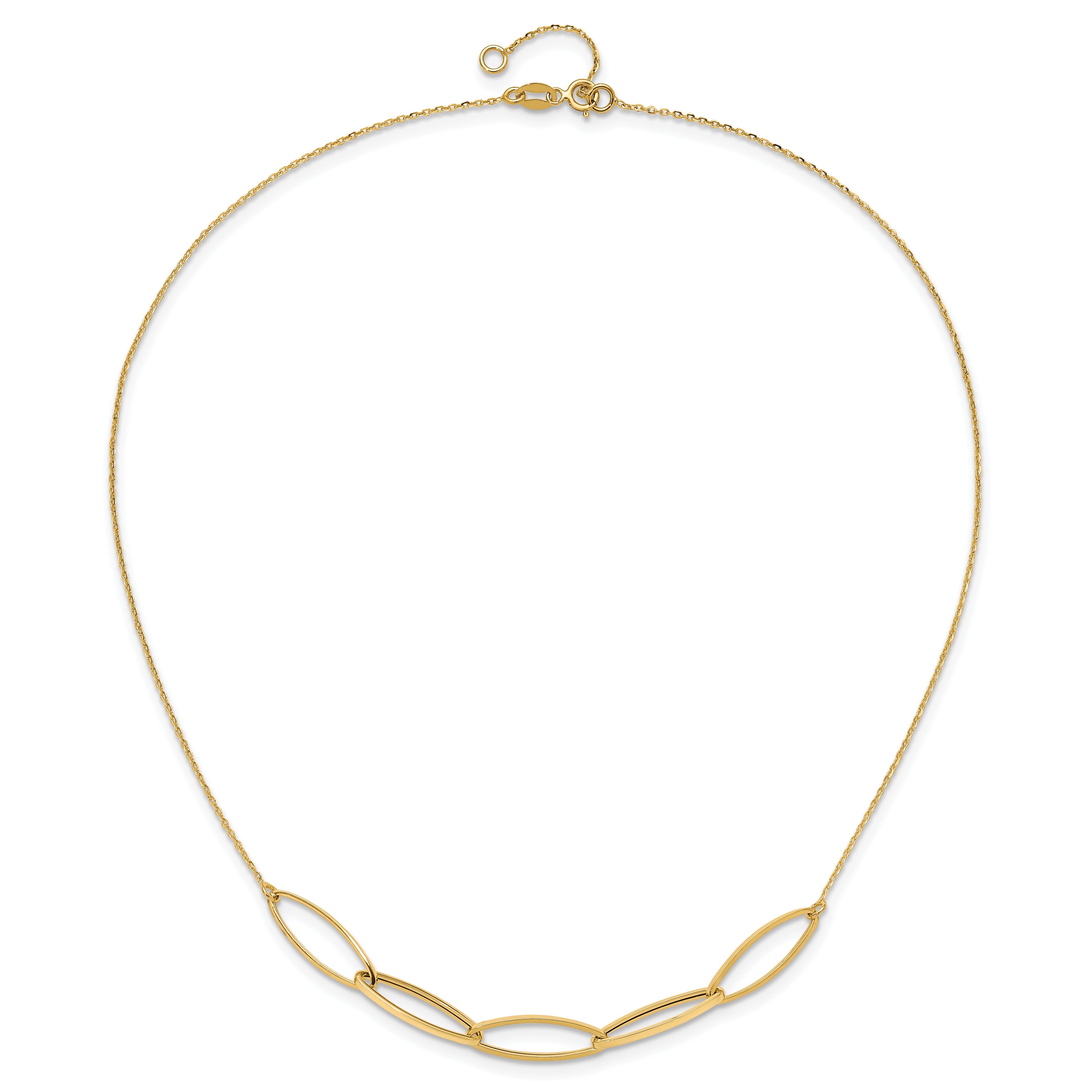 14K Polished Fancy Link 16.5in with 1in. Ext Necklace