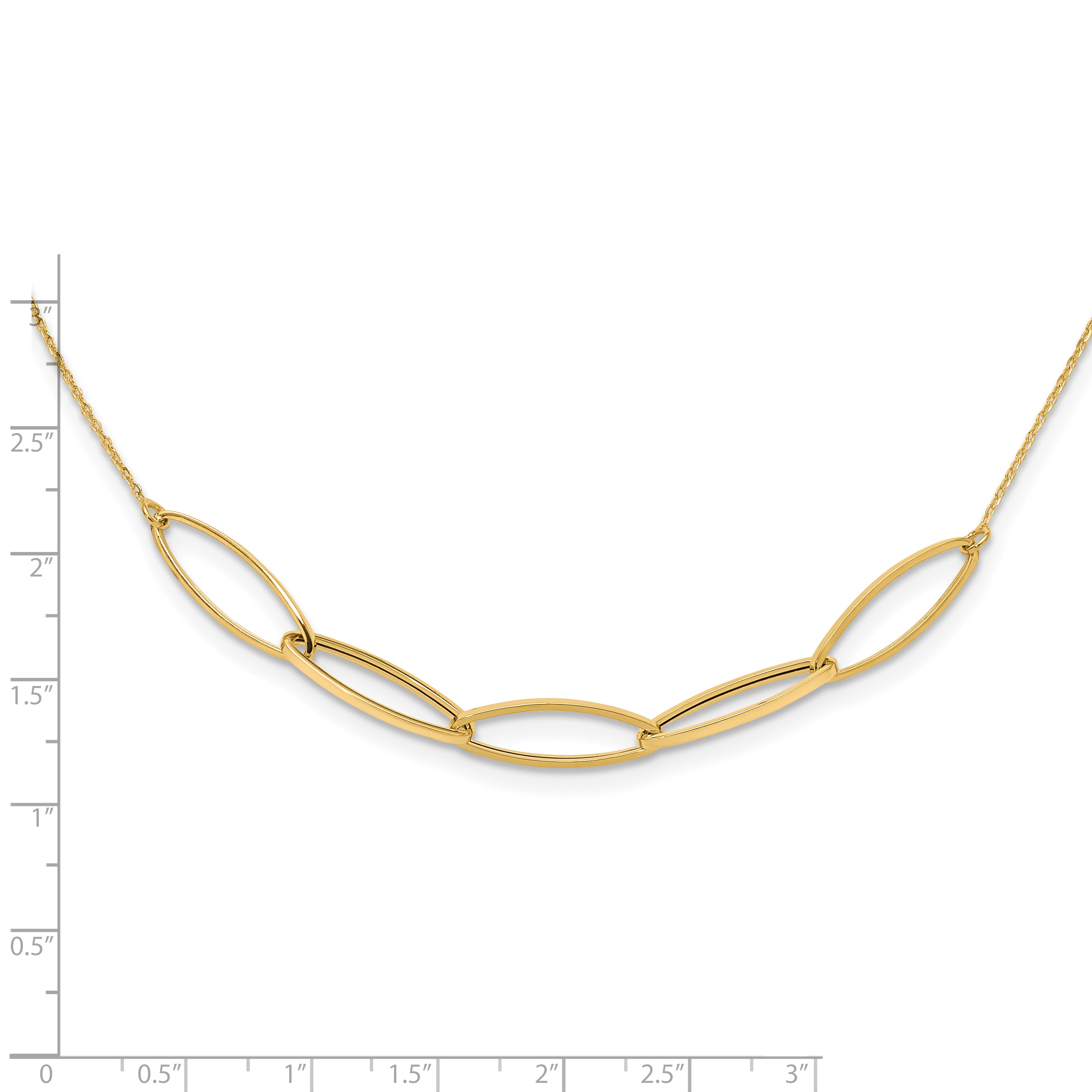 14K Polished Fancy Link 16.5in with 1in. Ext Necklace