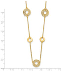 14K Polished and Filigree Circle Stations with 1in. ext. Necklace