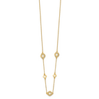 14K Polished and Filigree Diamond Shape with 1in. ext. Necklace