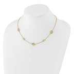 14K Polished and Filigree Diamond Shape with 1in. ext. Necklace