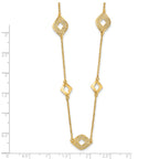 14K Polished and Filigree Diamond Shape with 1in. ext. Necklace