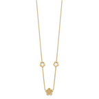 14K Polished and Filigree Flower Stations with 1in. ext. Necklace