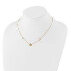 14K Polished and Filigree Flower Stations with 1in. ext. Necklace