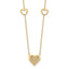 14K Polished and Filigree Heart Stations with 1in. ext. Necklace