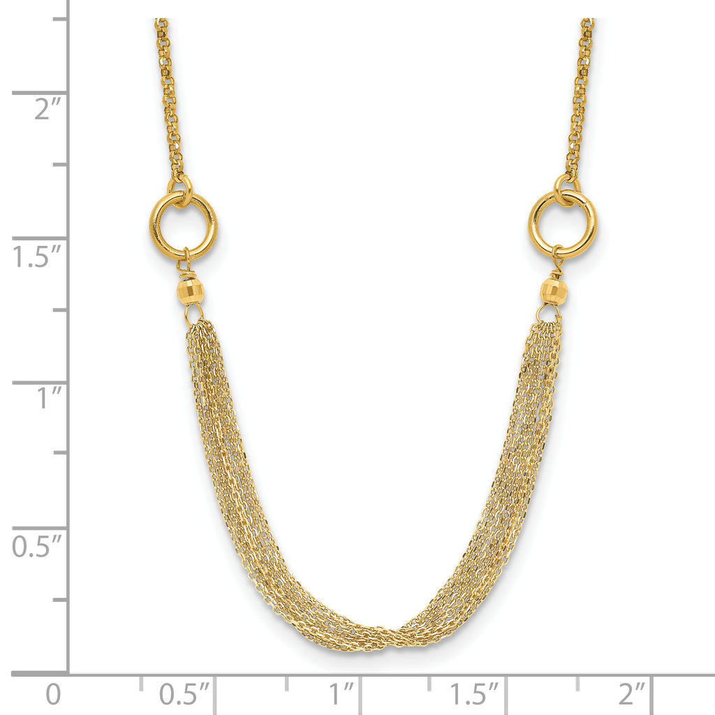 14K Diamond-cut Multi-strand Accent with 1in. ext. Necklace