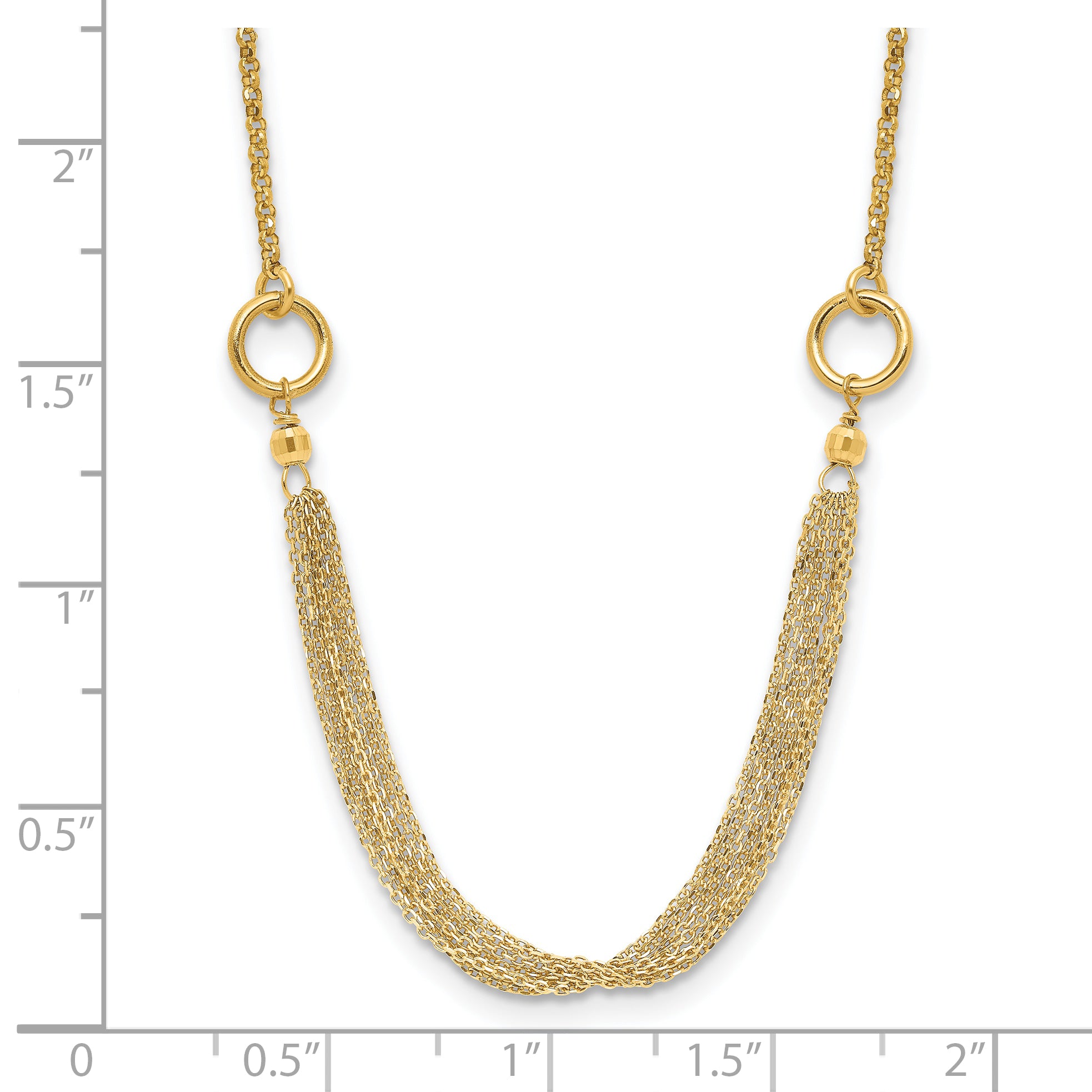 14K Diamond-cut Multi-strand Accent with 1in. ext. Necklace