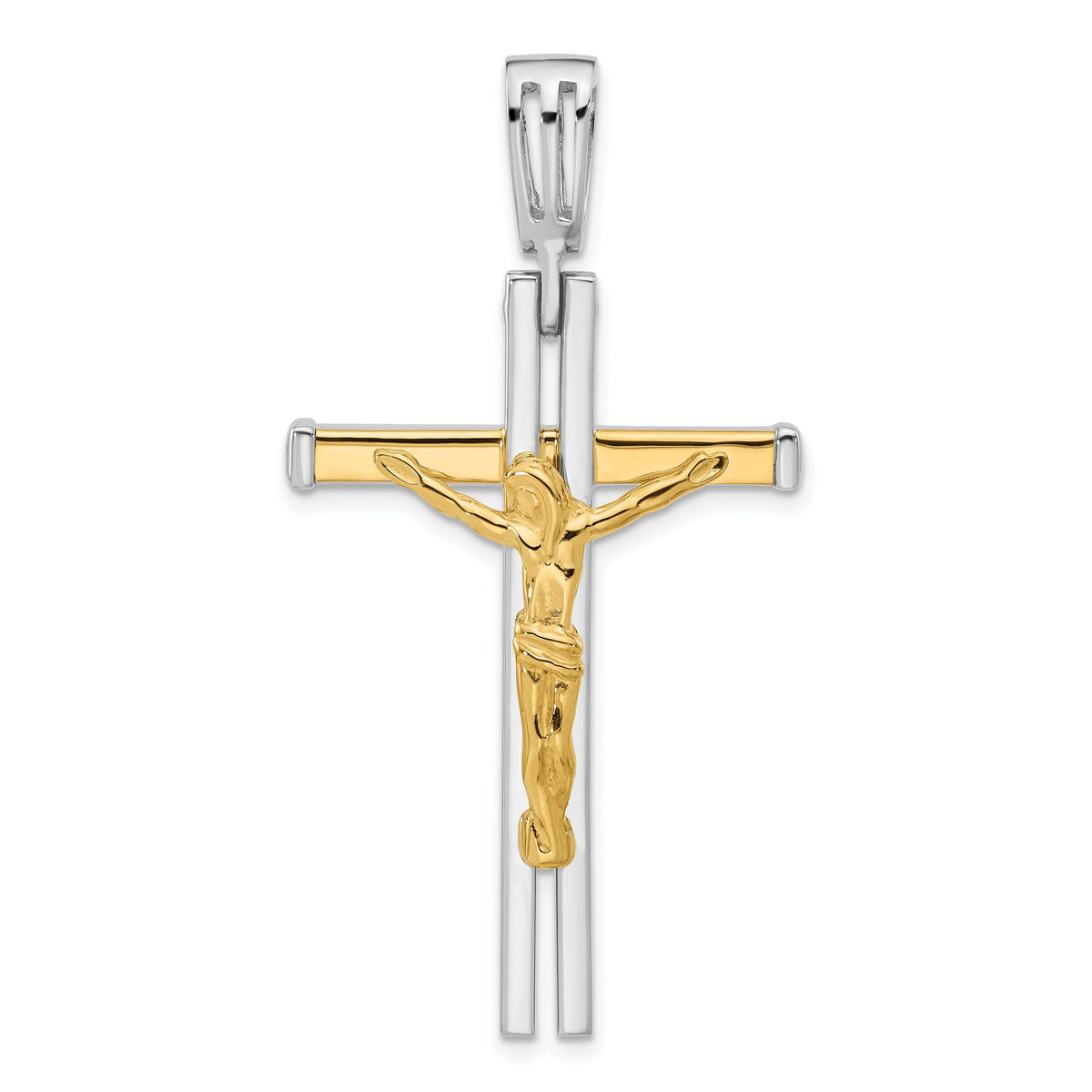 Crucifix Pendant in 14K Two-Tone Gold, 52mm - Sophia Jewelers Main image