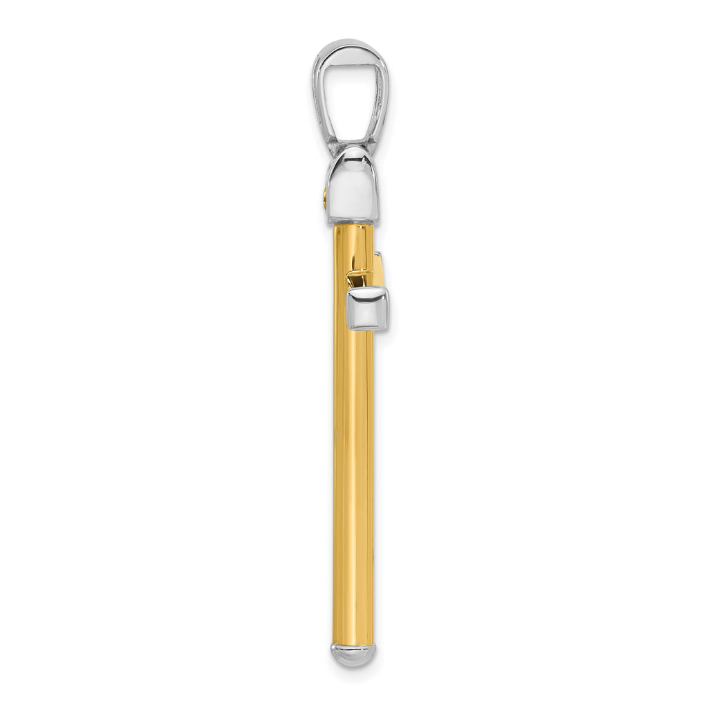 14K Two-tone Polished Cross Pendant