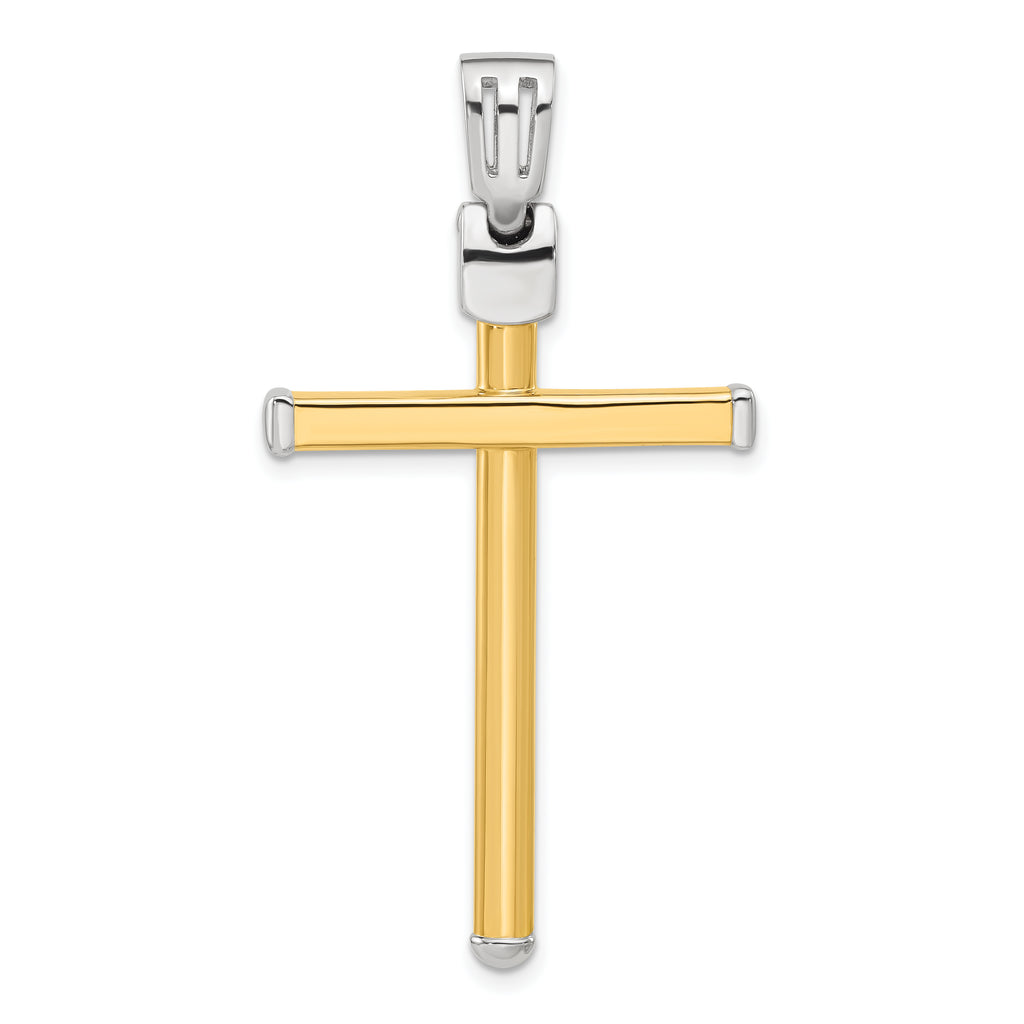 14K Two-tone Polished Cross Pendant