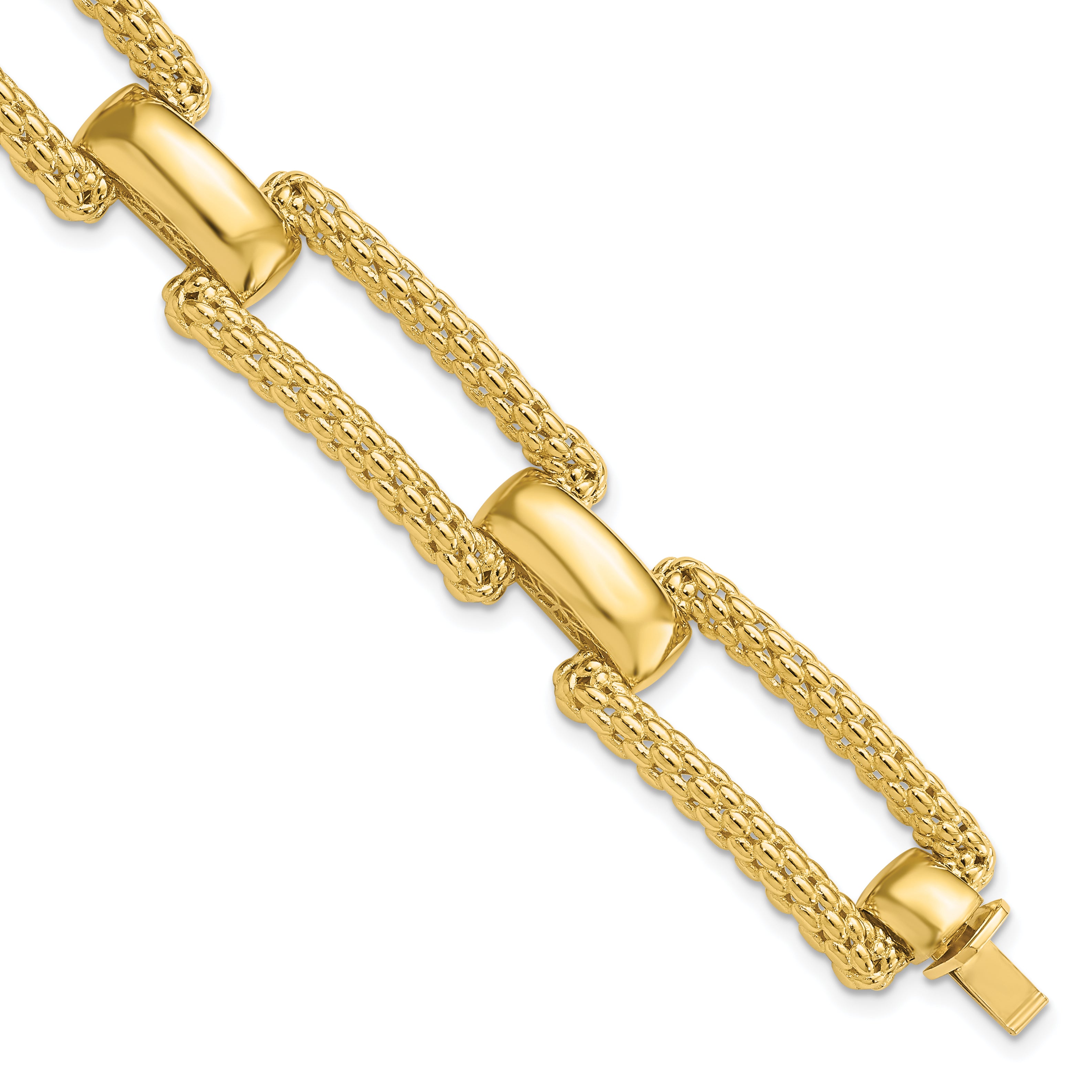 14K Polished and Textured Fancy Bracelet Main image
