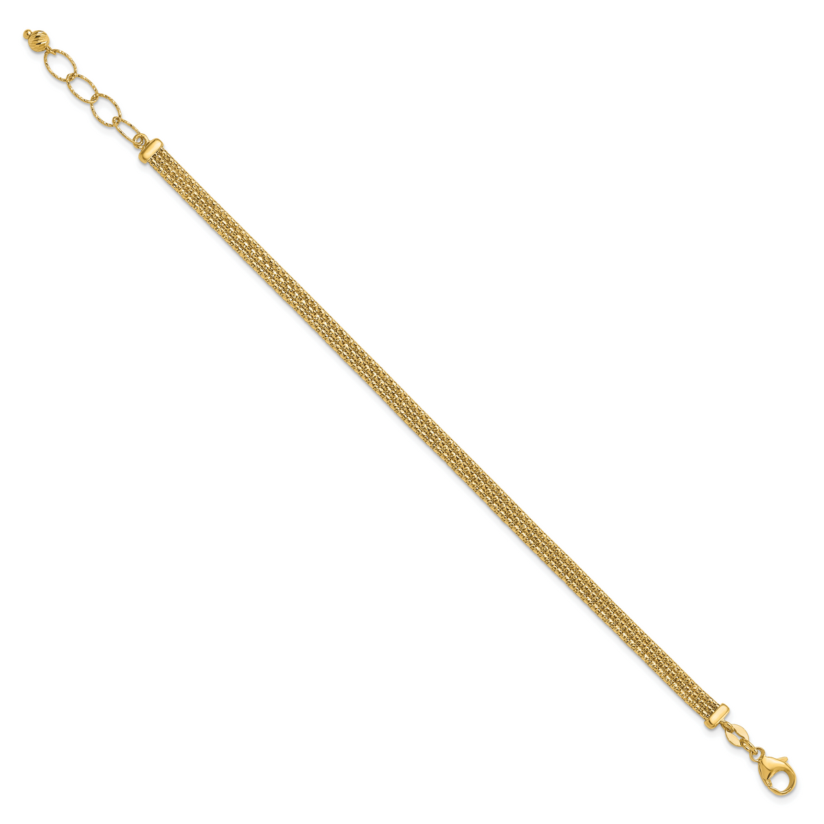 14K with Diamond-cut Accent and 1in. ext. Woven Bracelet