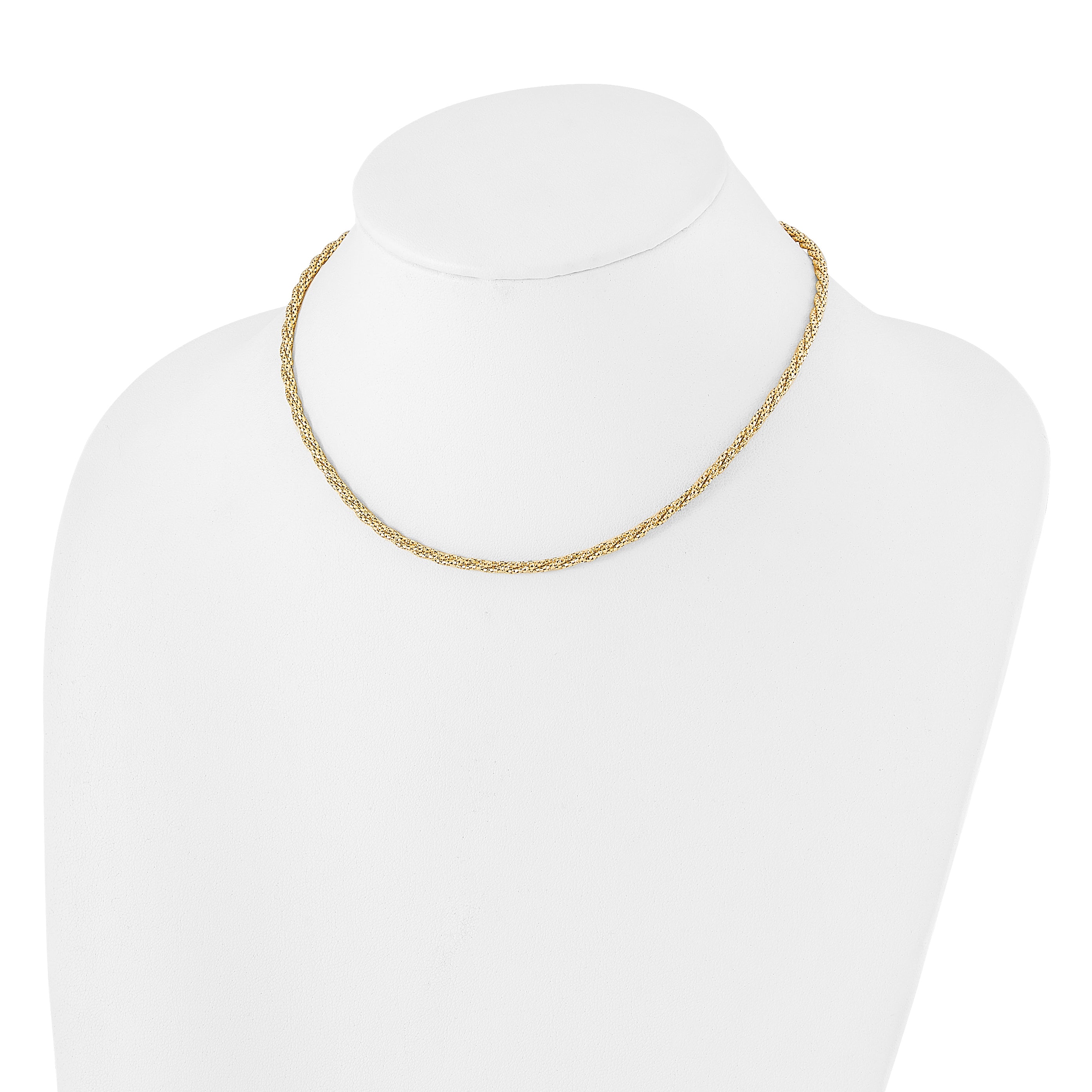 14K with Diamond-cut Accent and 2in. ext Twisted Woven Necklace Secondary image