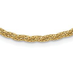 14K with Diamond-cut Accent and 2in. ext Twisted Woven Necklace