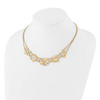 14K Polished and Satin Circles with 2in. ext Necklace