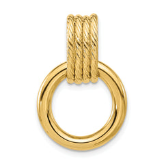 14K Polished and Textured Circle Pendant