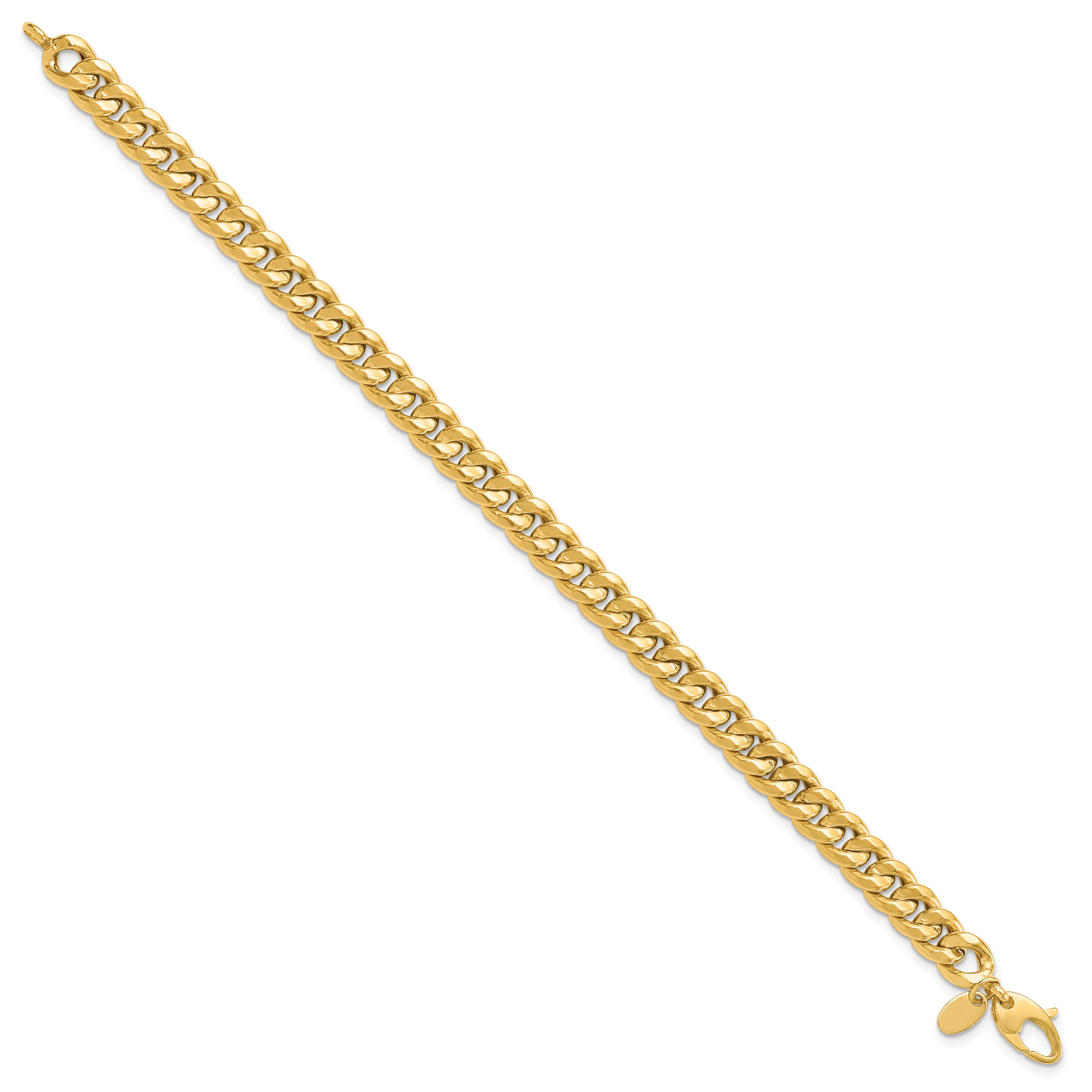 14K Polished Fancy Beveled Curb Bracelet