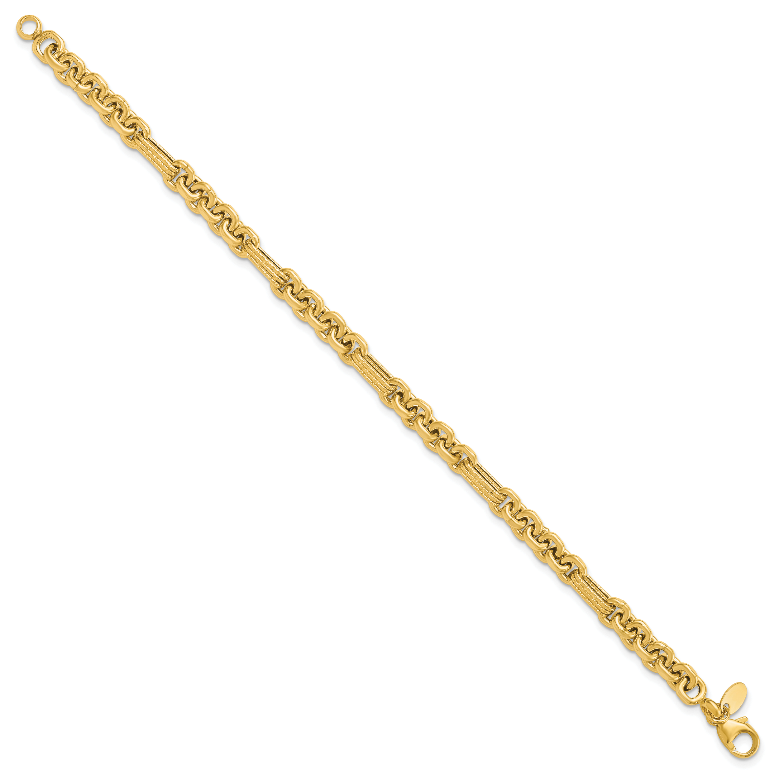 14K Polished and Textured Fancy Link Bracelet Secondary image