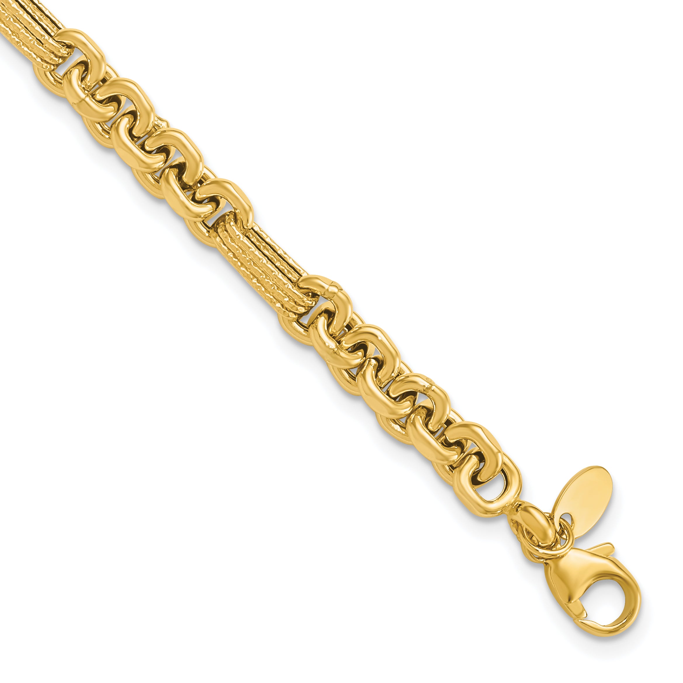 14K Polished and Textured Fancy Link Bracelet Main image