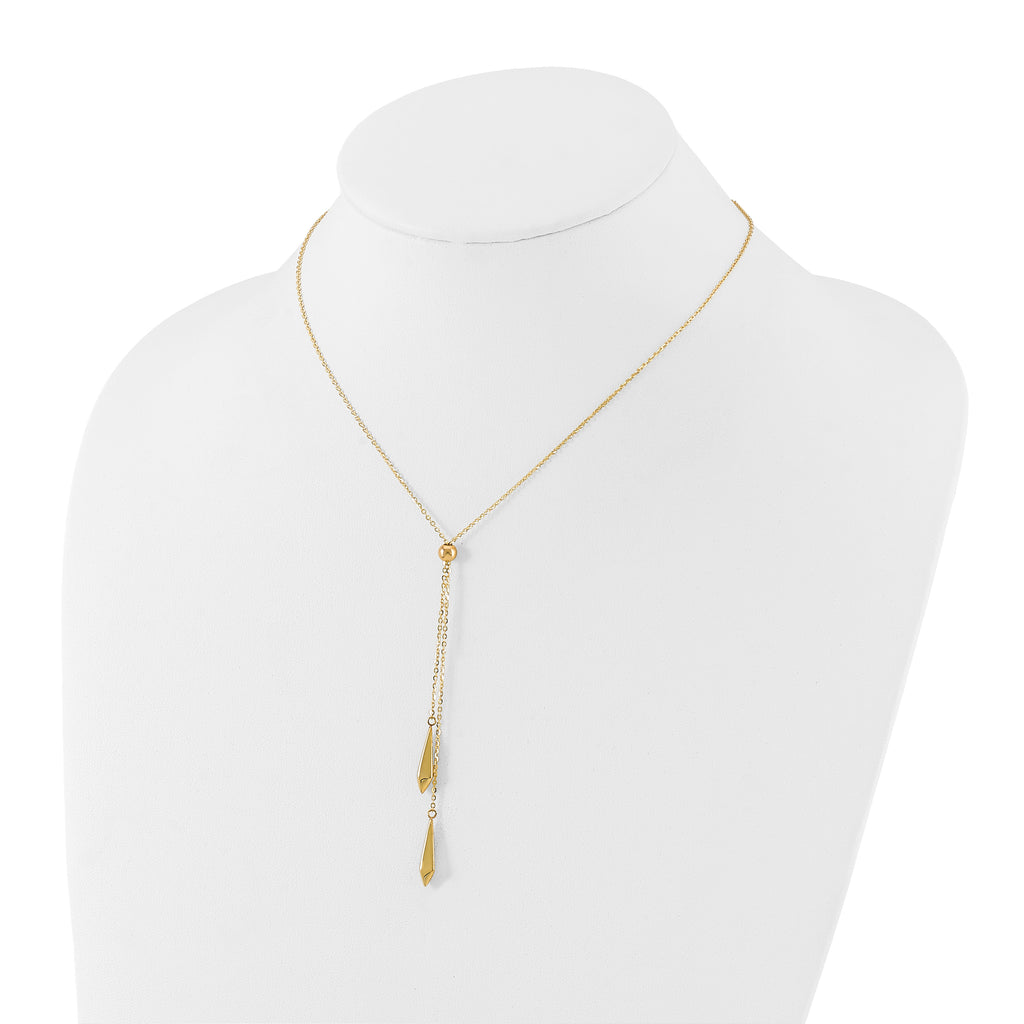 14K Polished Adjustable Y Drop Necklace