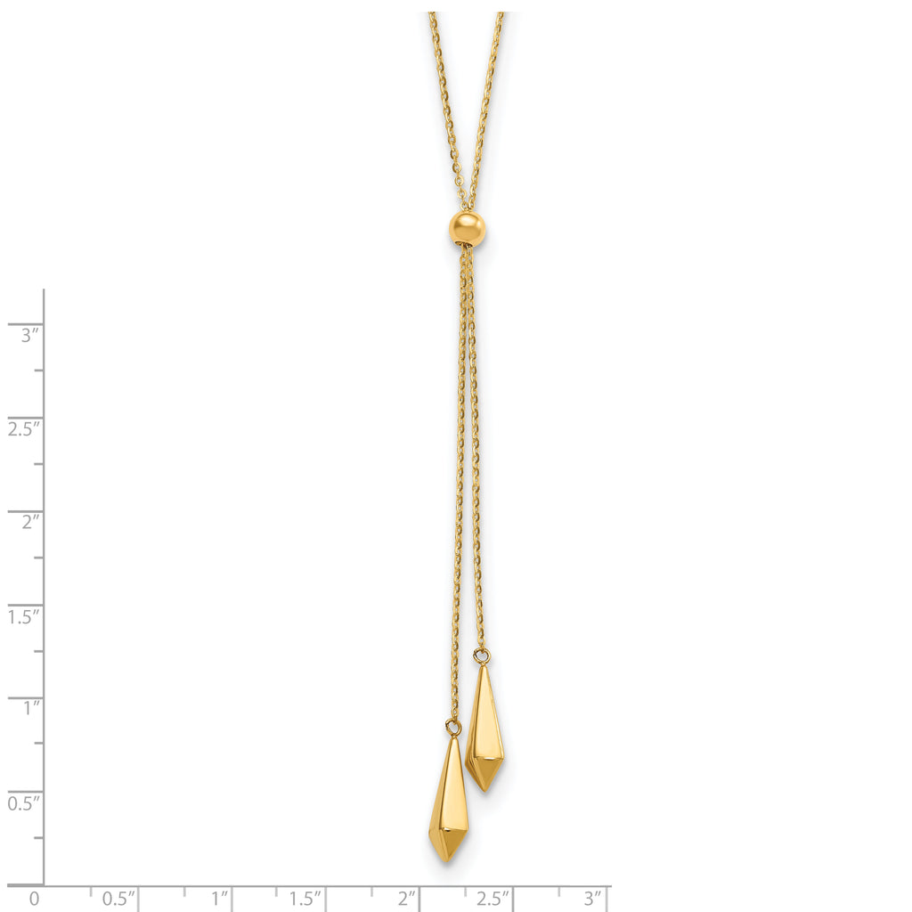 14K Polished Adjustable Y Drop Necklace