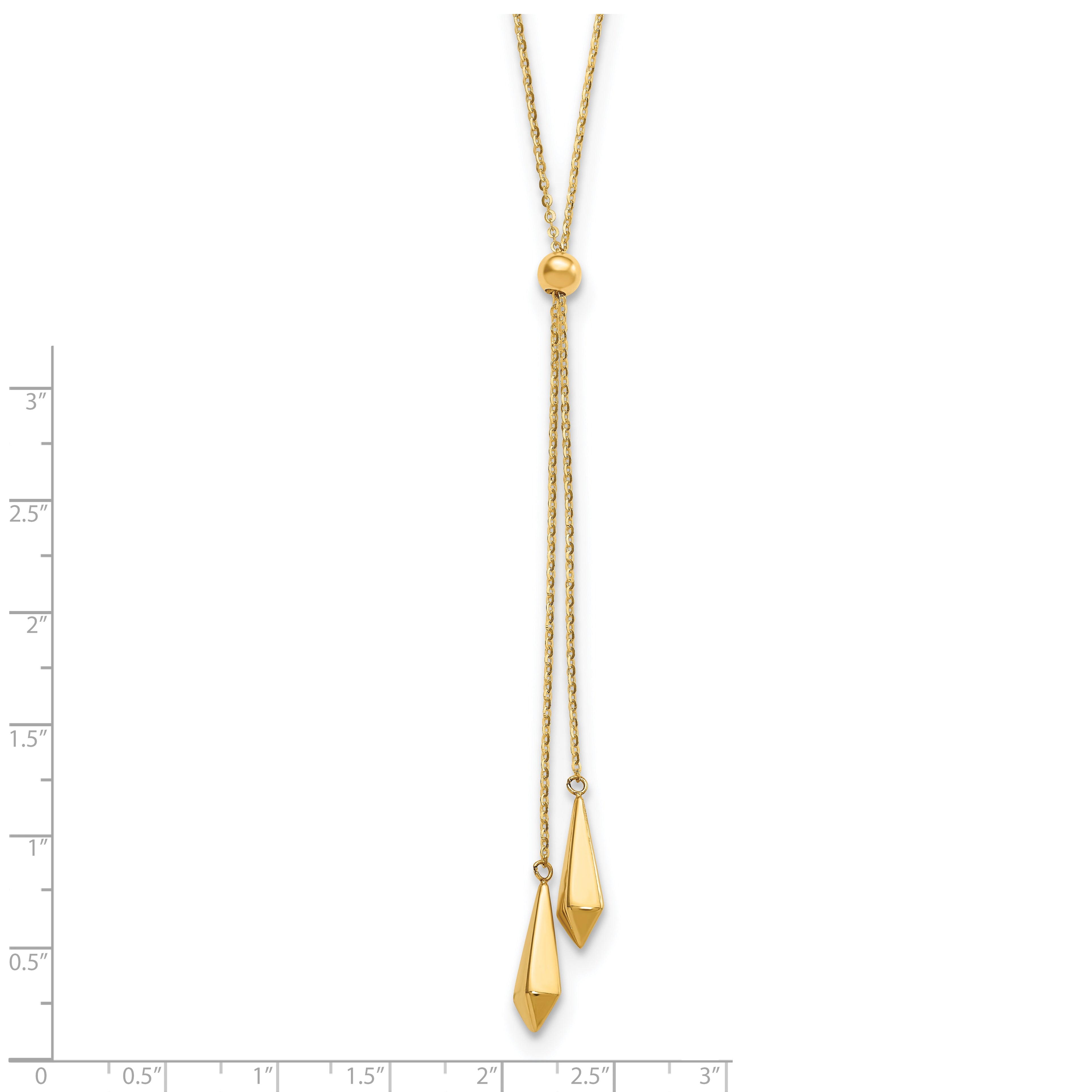 14K Polished Adjustable Y Drop Necklace