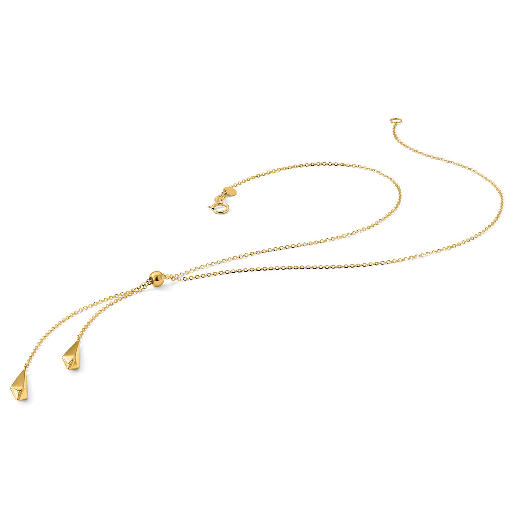 14K Polished Adjustable Y Drop Necklace