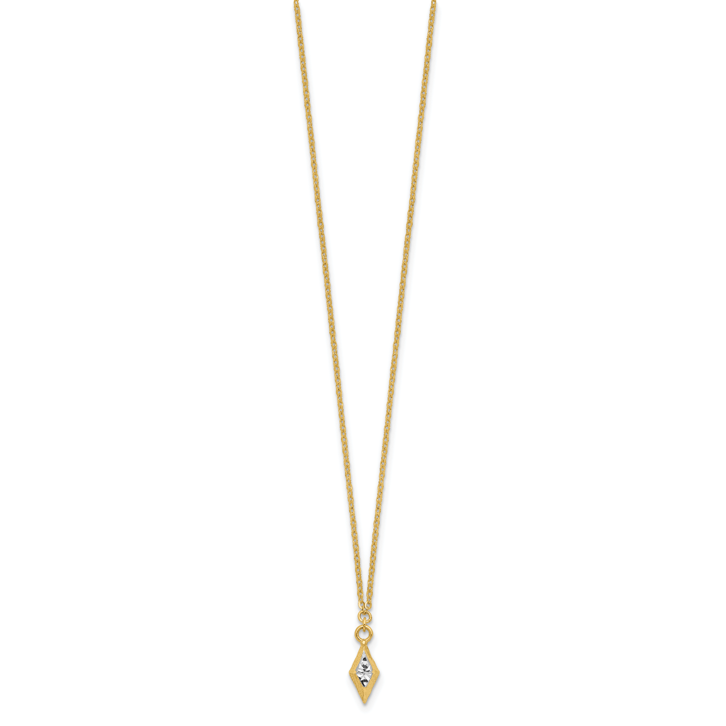 14K and White Rhodium-Platedodium Polished and Diamond-cut Necklace Secondary image