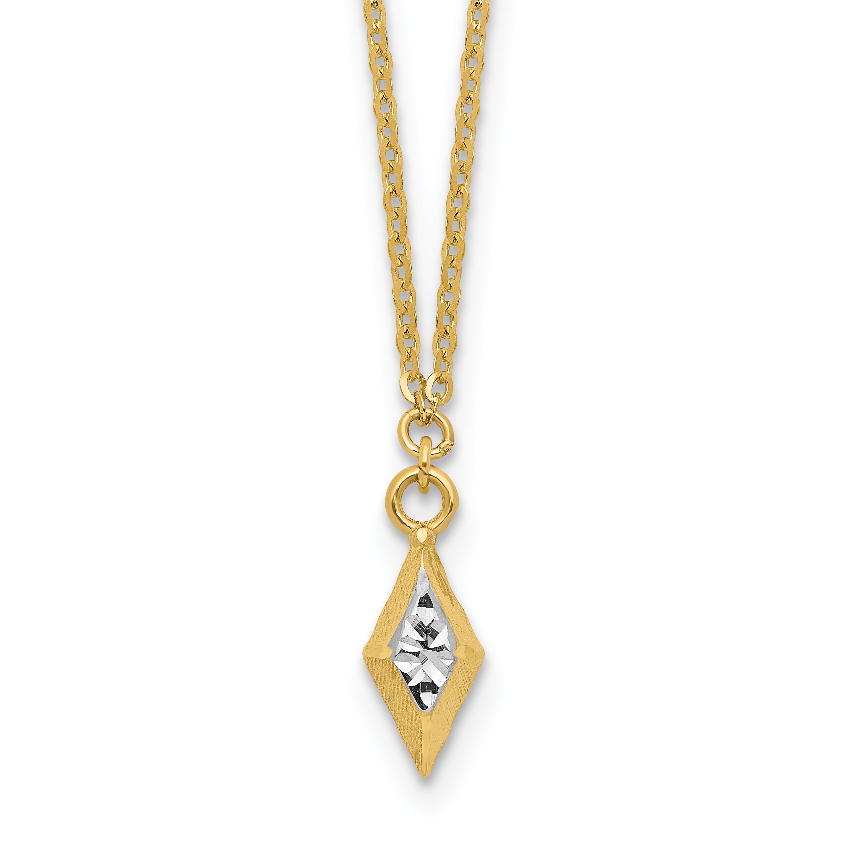 14K and White Rhodium-Platedodium Polished and Diamond-cut Necklace Main image